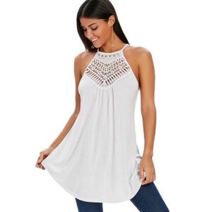 Crochet Panel Swing Tank Top